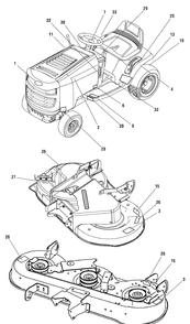 Decal Group (7501366_7501368_7501370) Diagram and Parts List for 7800497-EBL155420H 2009 Briggs and Stratton Lawn Tractor
